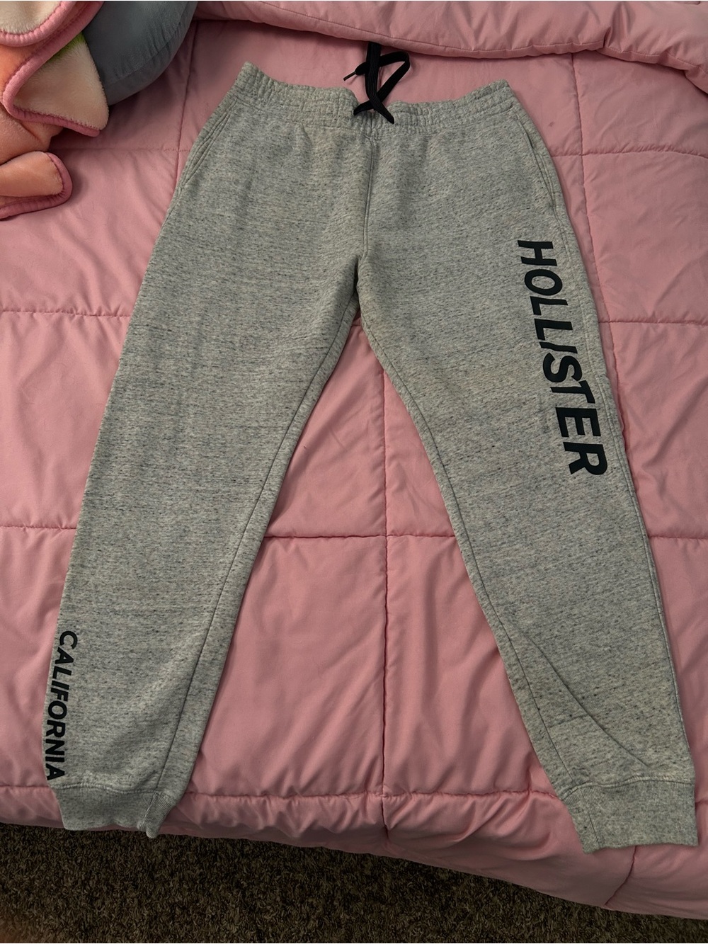 Hollister Gray Jogger Sweatpants with Black Logo